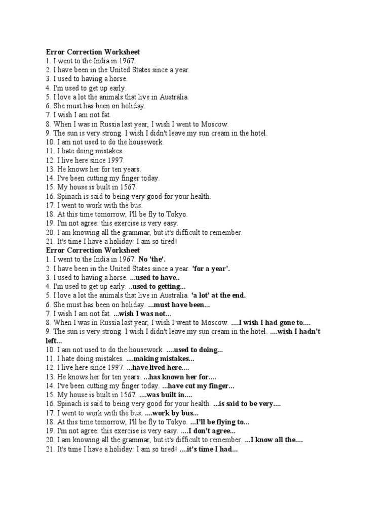 Free Grammar Corrections Worksheet Download Free Grammar Corrections 