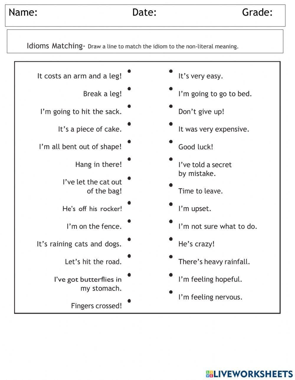 Free Idiom Worksheet Pdf Download Free Idiom Worksheet Pdf Png Images 