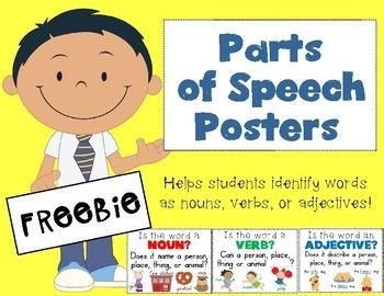 Free Parts Of Speech Posters Speech Language Therapy Speech And 
