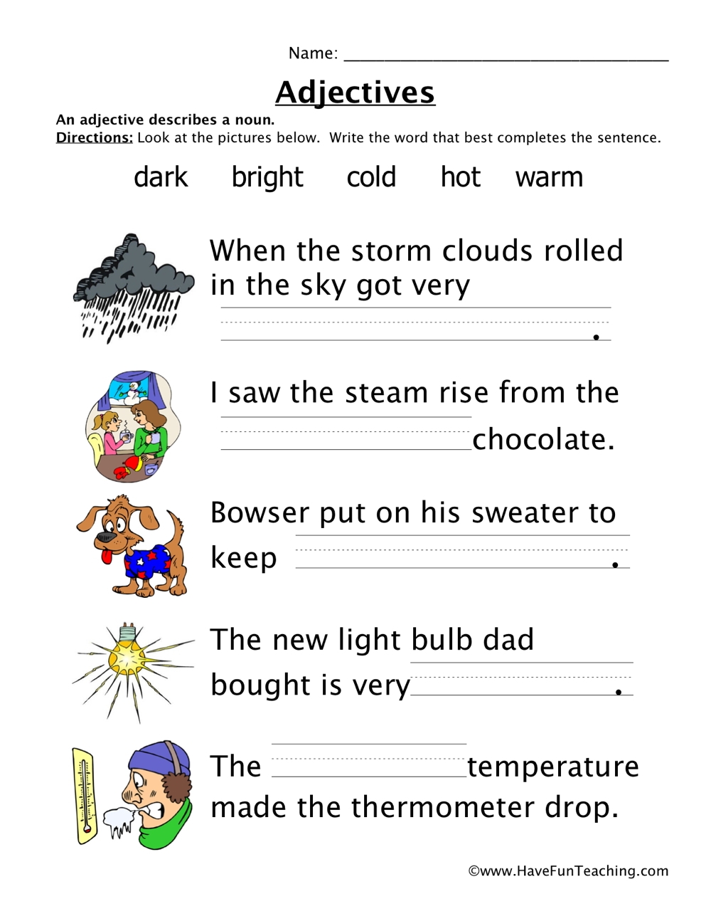 Free Printable Adjective Worksheets Adjectiveworksheets
