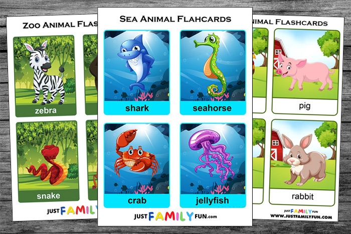 Free Printable Animals Flashcards Just Family Fun