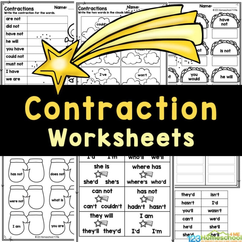 FREE Printable Contraction Practice Worksheets Worksheets Library