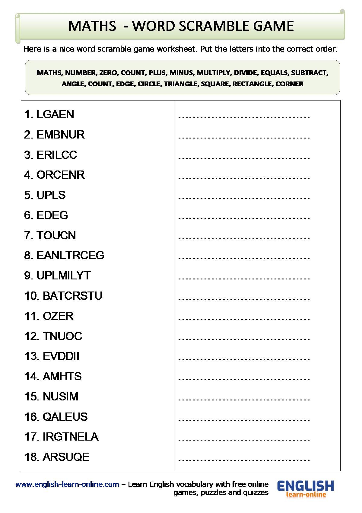 Free Printable Math Vocabulary Worksheets Download Free Printable Math 