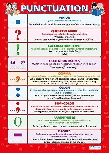 Free Printable Punctuation Rules Chart