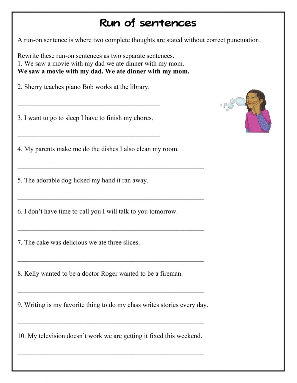 Free Printable Run On Sentences Worksheets AlphabetWorksheetsFree