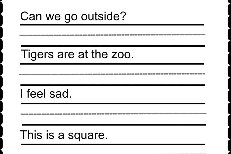 Free Printable Sentence Writing Worksheets For Kindergarten