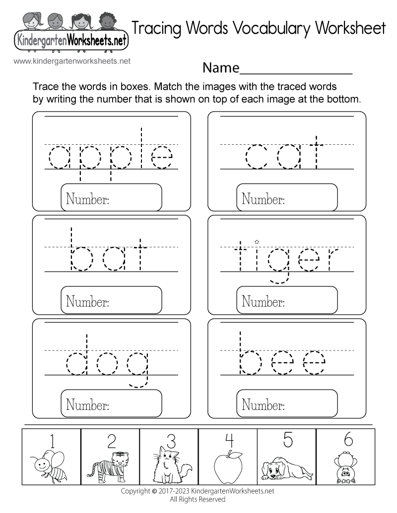 Free Printable Spelling And Vocabulary Worksheet For Kindergarten
