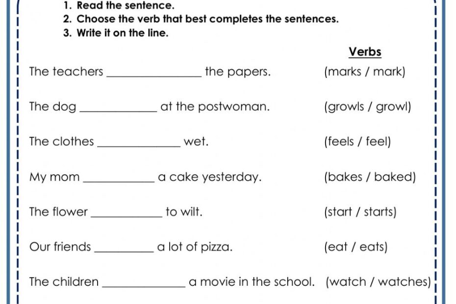 Free Printable Subject Verb Agreement Worksheets Lyana Worksheets