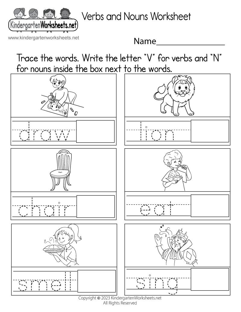 Free Printable Verbs And Nouns Worksheet