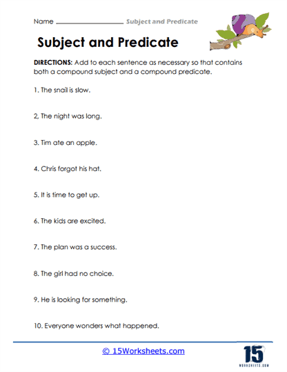 sample of subject and predicate