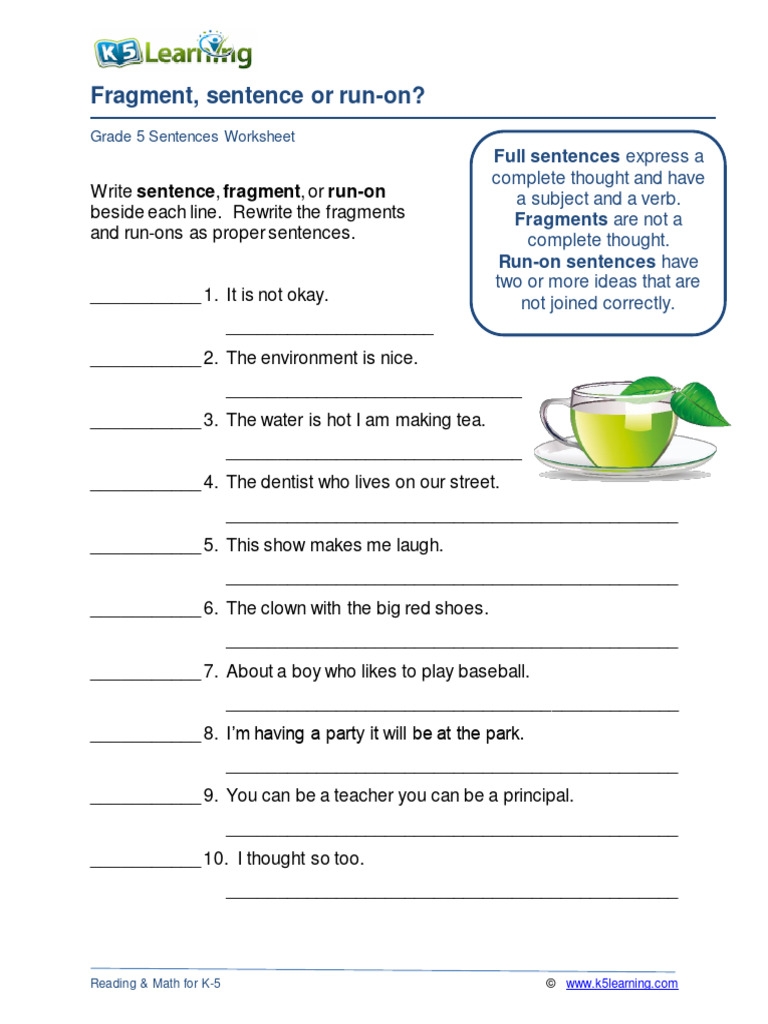 Free Sentence Fragment Run On Worksheet Download Free Sentence 