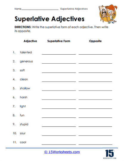 Free Superlative Adjective Worksheet Download Free Superlative 