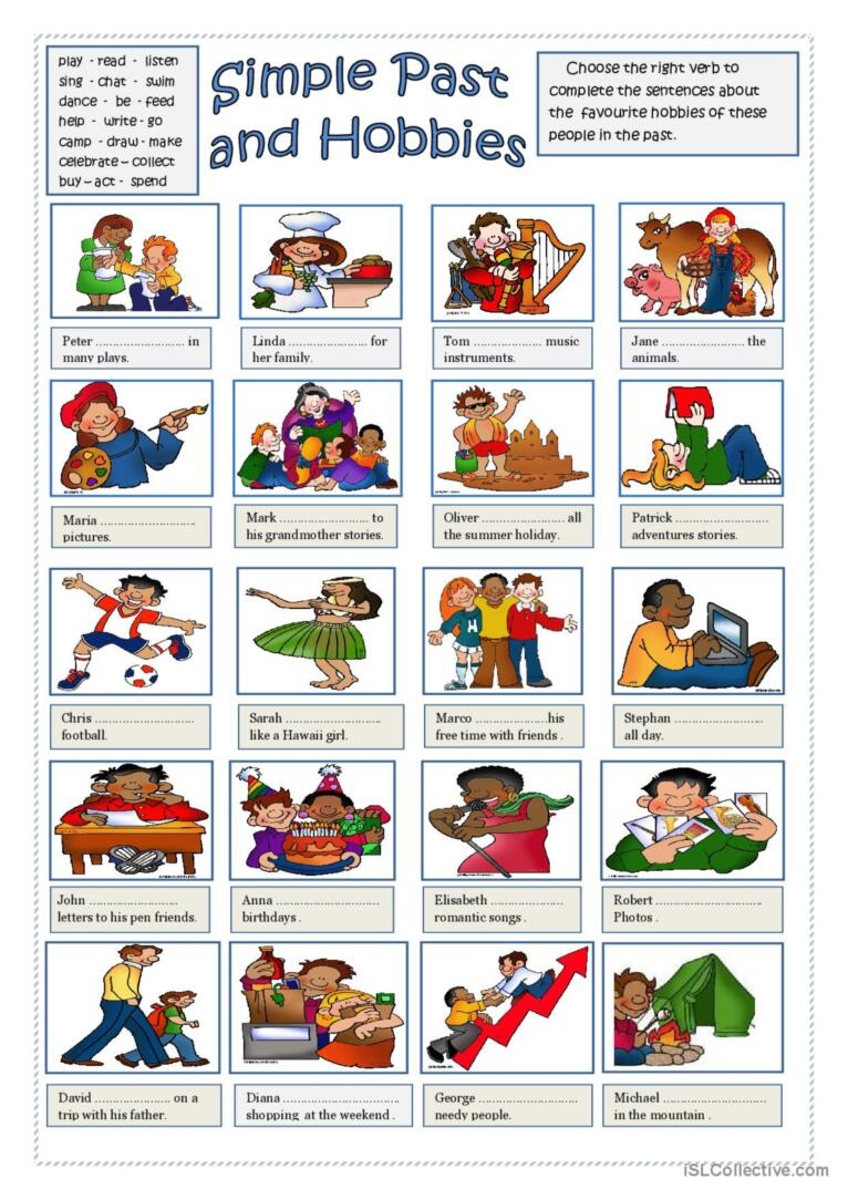 Free Time Hobbies Past Simple Of R English ESL Worksheets Pdf Doc