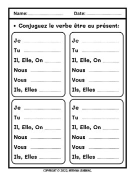 French Auxiliary Verbs tre And Avoir Conjugation Worksheets By Meryma 