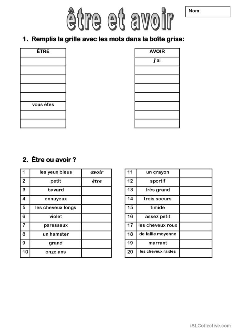 French Verb Avoir Present Tense Worksheets By Teach Simple 47 OFF