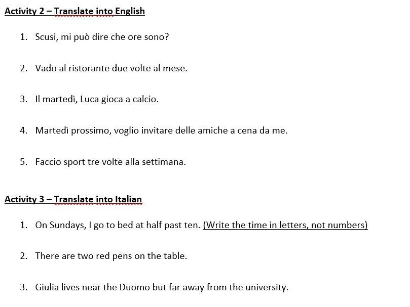 GCSE Italian Mock Exam Grammar Test Teaching Resources