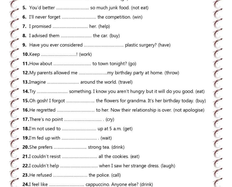 Gerund And Infinitive Exercise Discounted Sale Www gbu presnenskij ru