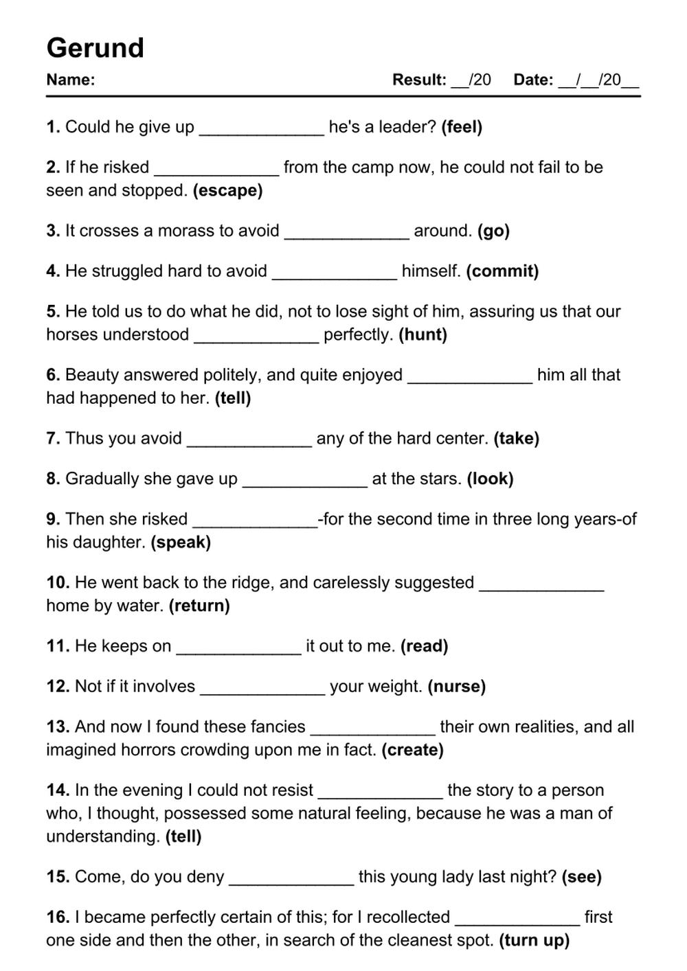 Gerund Exercises