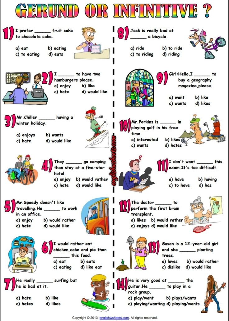 Gerund Or Infinitive Exercises Elementary Gerund Or Infiniti