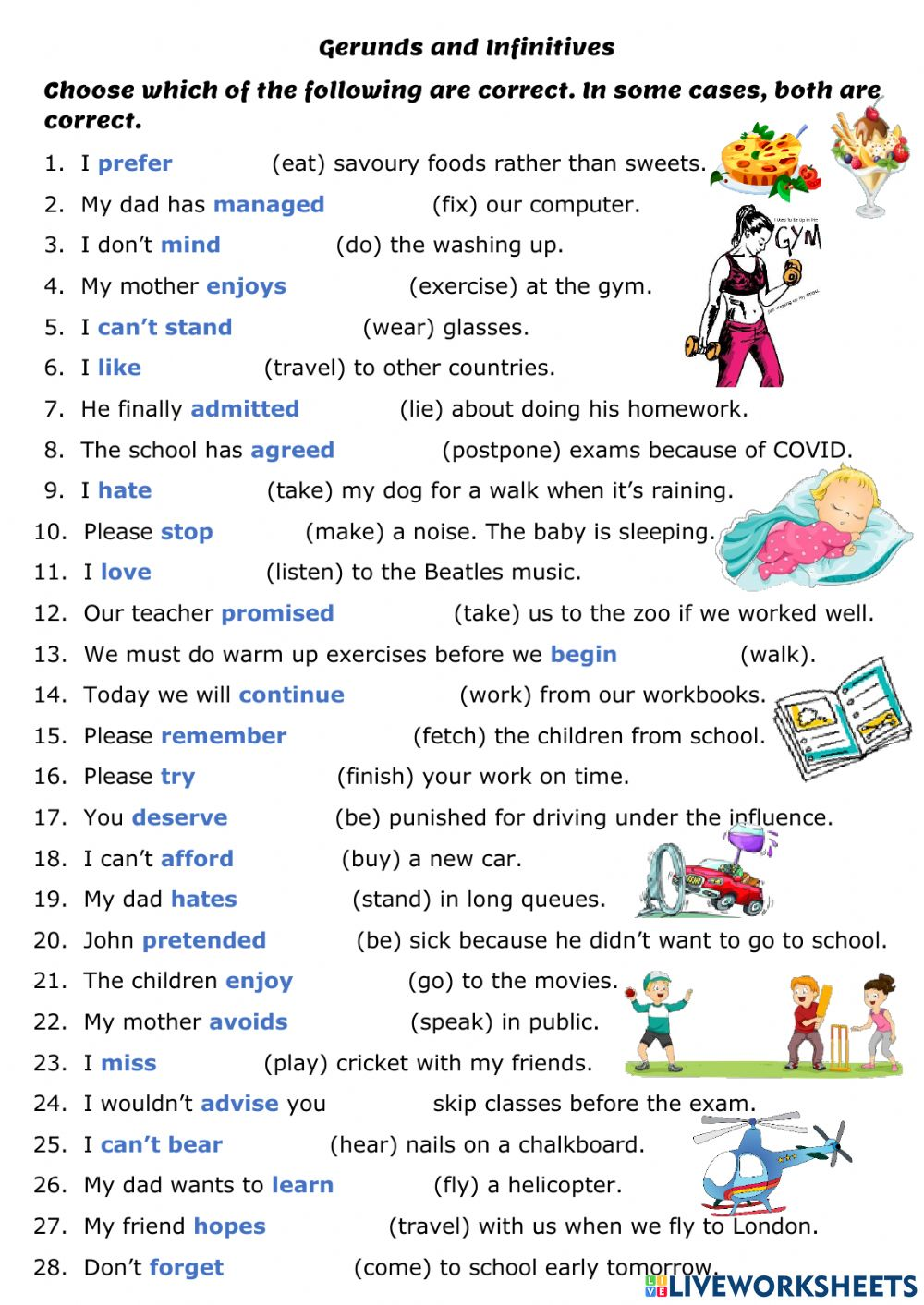 Gerund Or Infinitive Interactive Worksheet For Intermediate You Can Do 