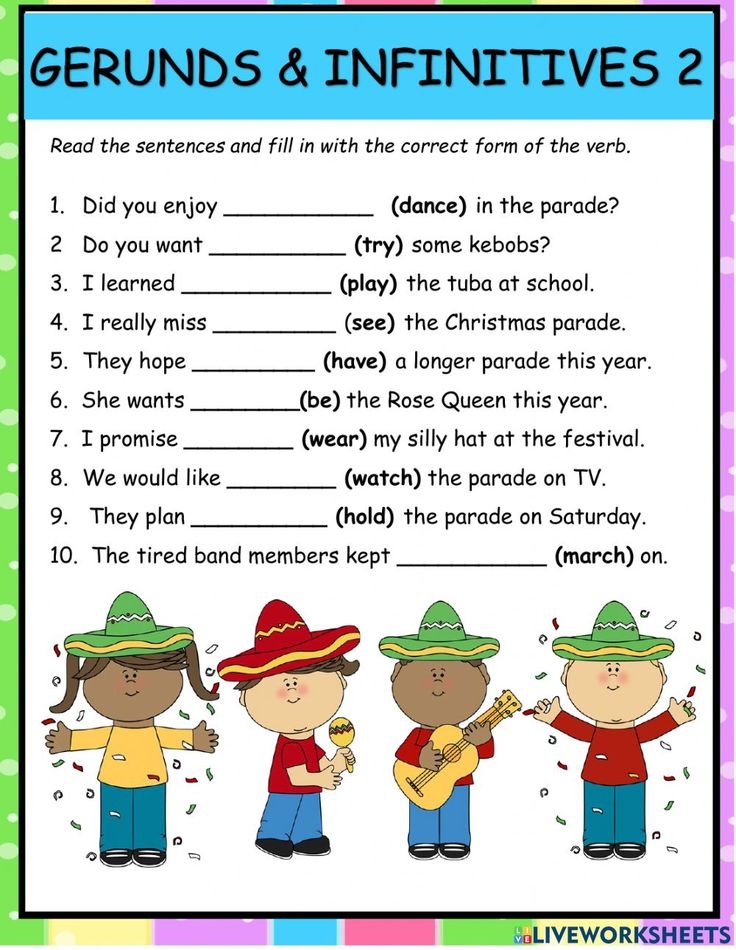 gerund and infinitive exercises online