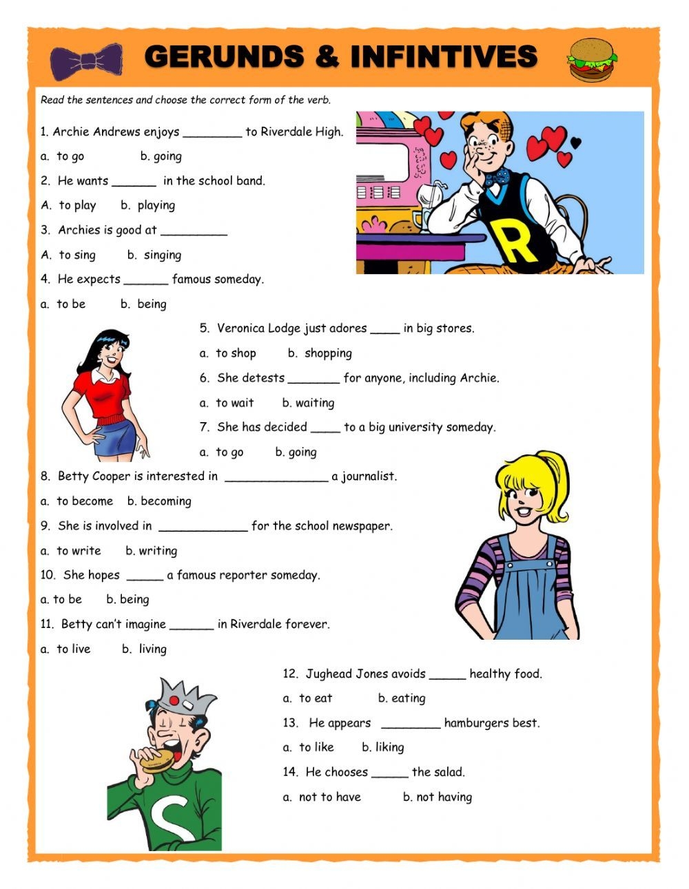 Gerund Or Infinitive Online Worksheet For Beginner You Can Do The 