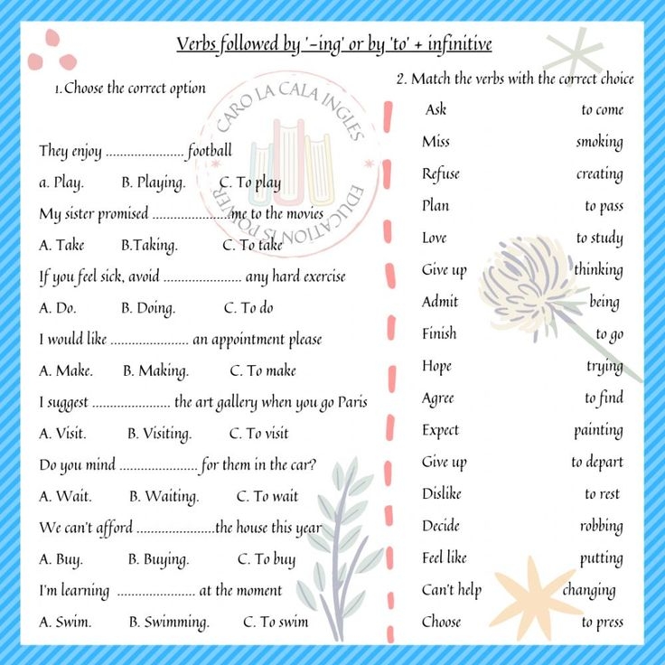 gerund infinitive online exercises