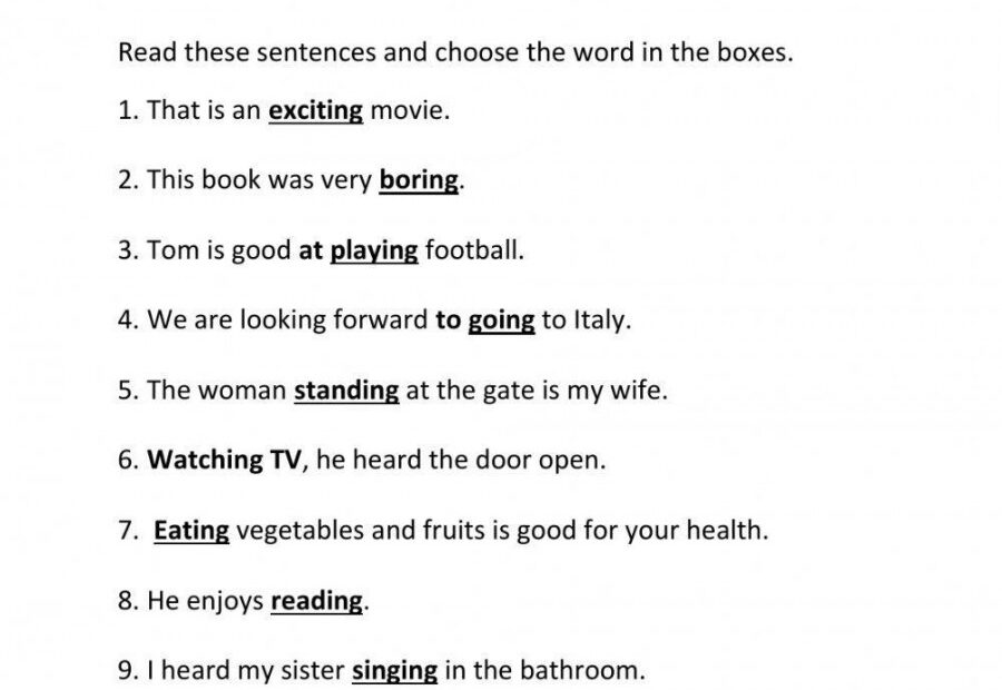 Gerund Participle Infinitive Worksheets Printable PDF Template