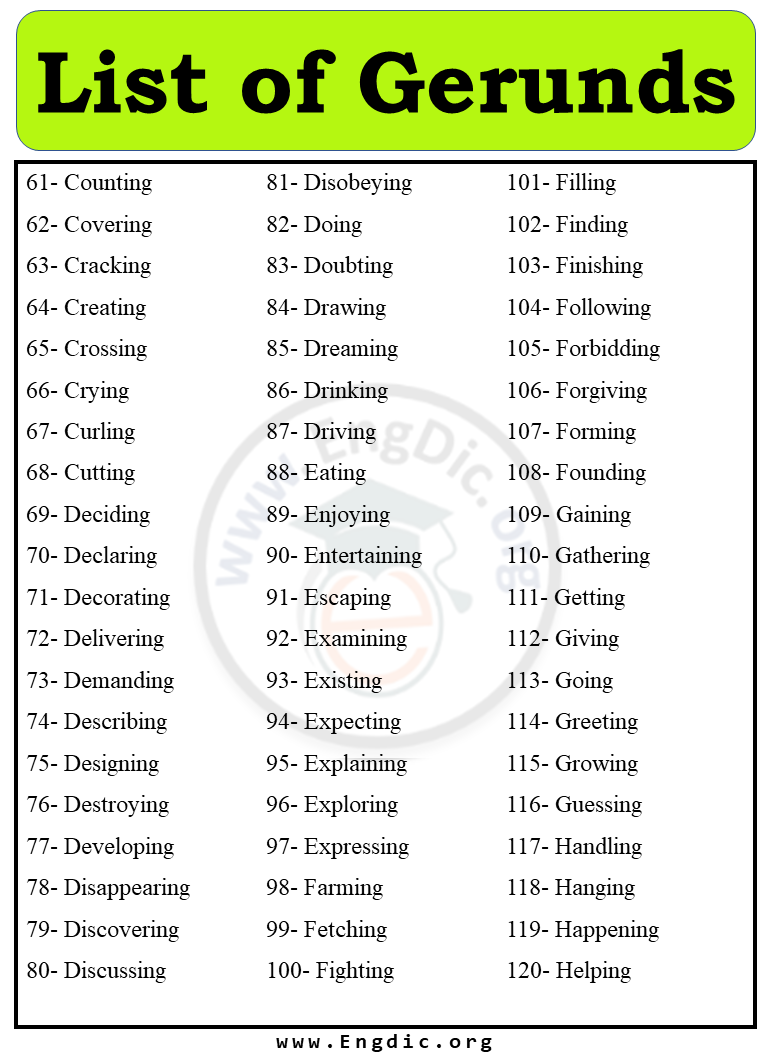 different types of gerunds
