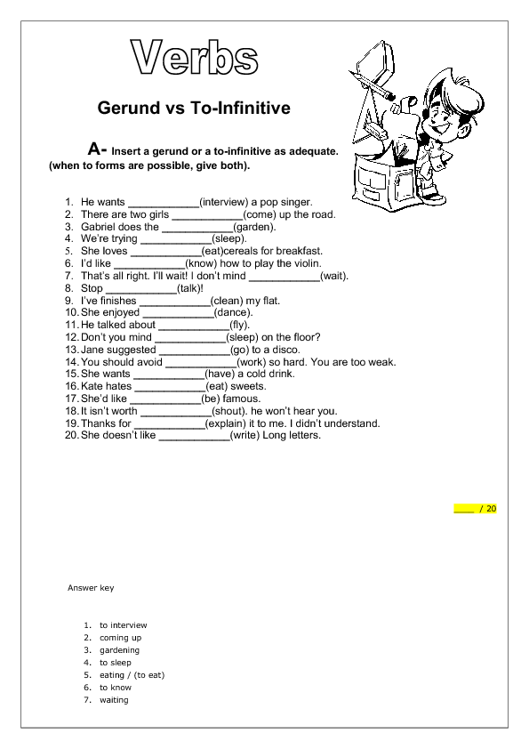 Gerund Vs To Infinitive Worksheet