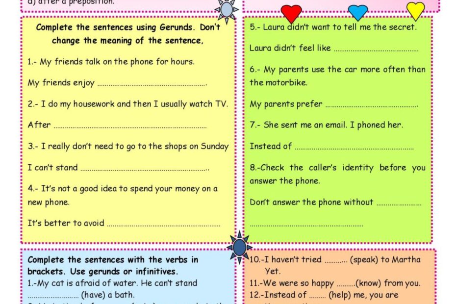 GERUNDS AND INFINITIVES English ESL Worksheets Pdf Doc