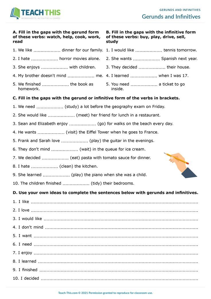 exercises with gerunds and infinitives