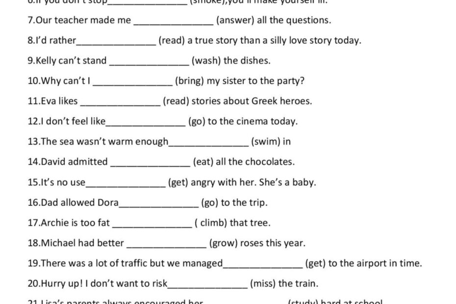 Gerunds And Infinitives Practice English ESL Worksheets Pdf Doc