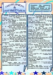 GERUNDS INFINITIVES EXERCISE ESL Worksheet By Exiliser
