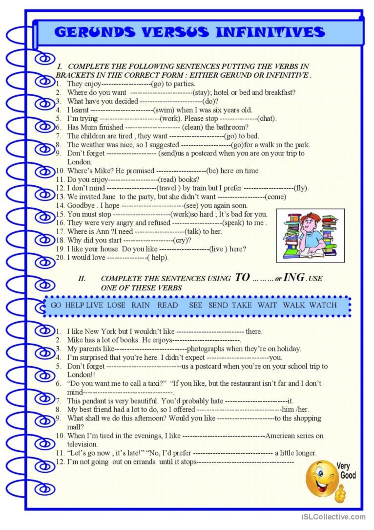 Gerunds Vs Infinitives practice Gen English ESL Worksheets Pdf Doc