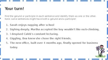 Gerunds Vs Participles Powerpoint By Meg Brosneck TpT