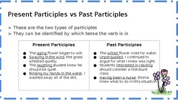 Gerunds Vs Participles Powerpoint By Meg Brosneck TpT