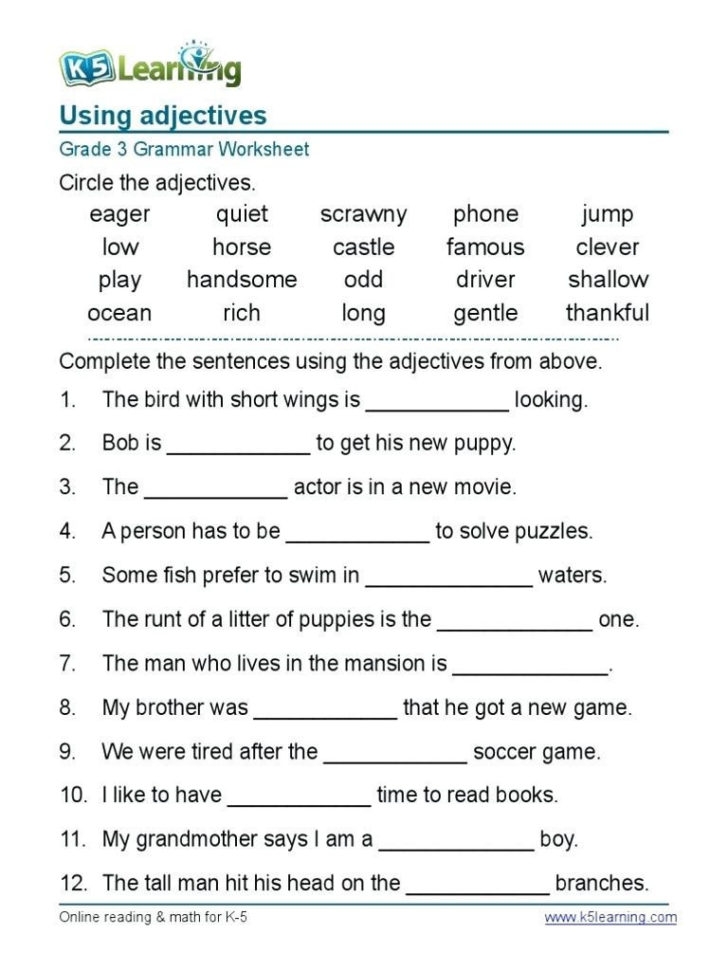 Grade 3 Worksheets English
