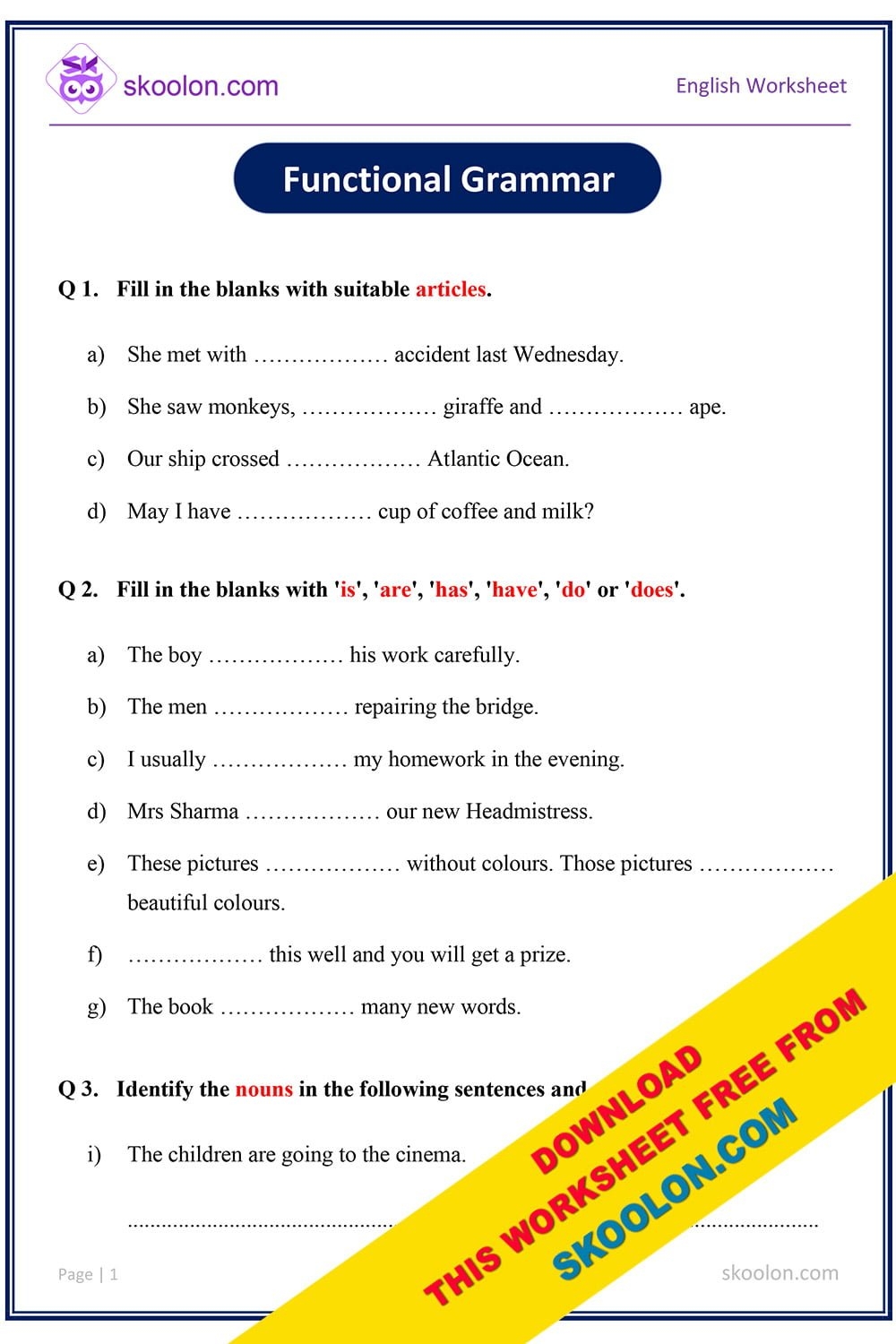 Grade English Grammar Practice Interactive Worksheet Live 60 OFF