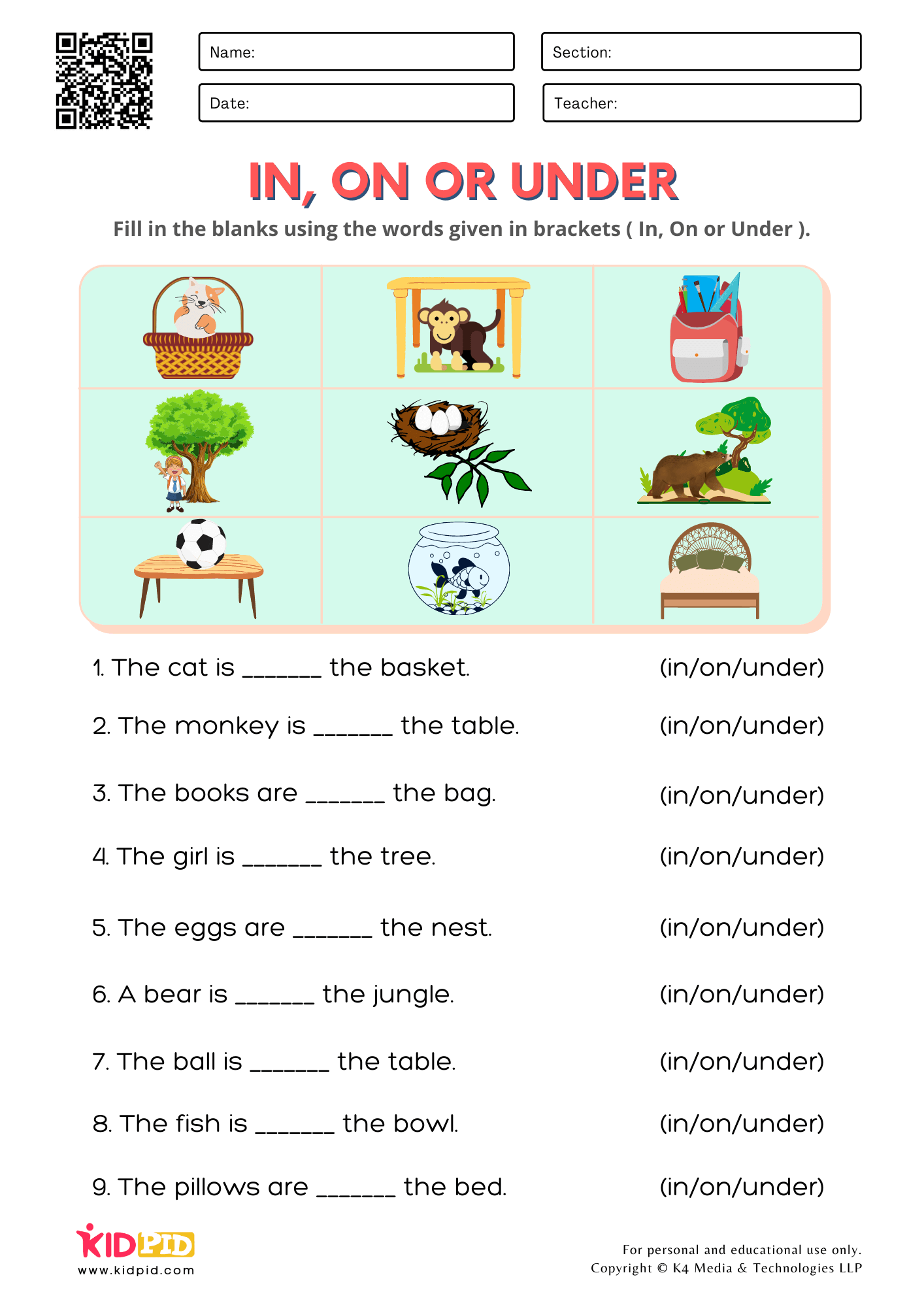 Grade Free Simple Prepositions Worksheets Preposition Worksheets The 