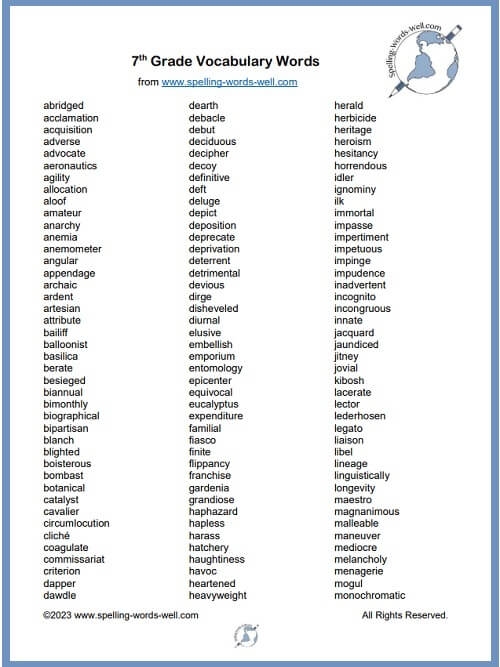 vocabulary a-z spelling words vocabulary a-z spelling words