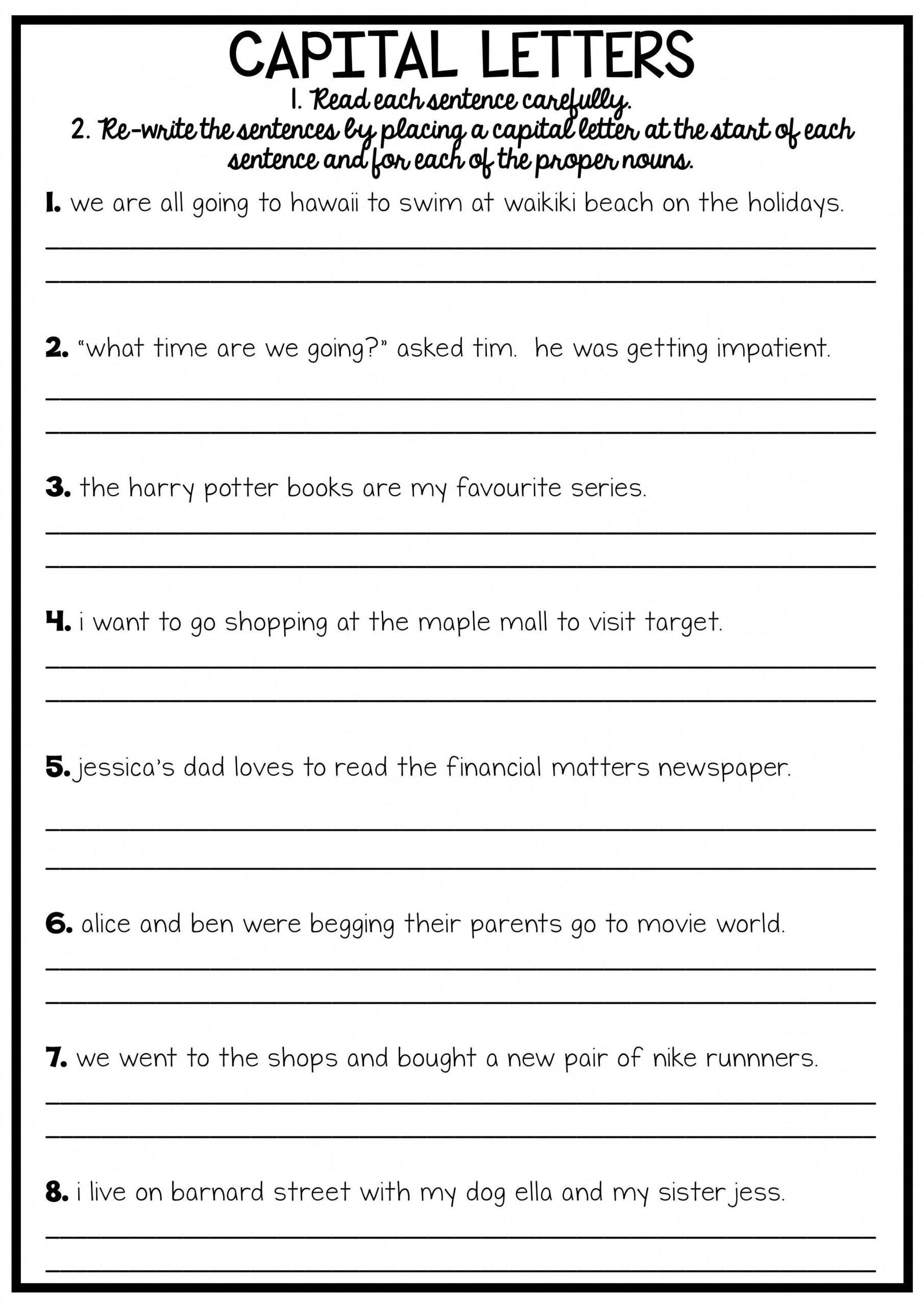 4th grade english worksheets grammar