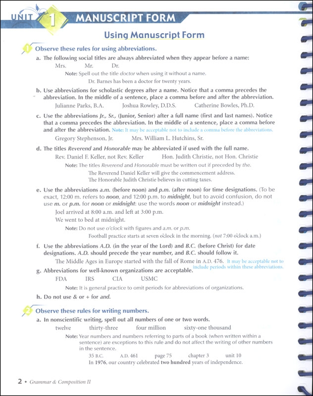 grammar and composition ii key