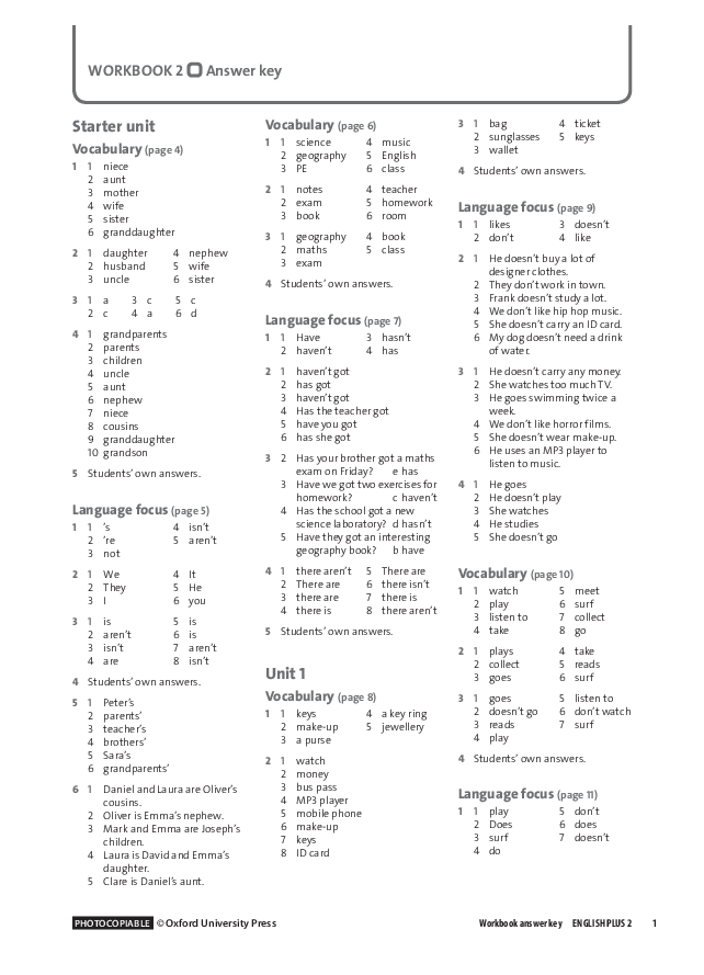 6th grade grammar answer key
