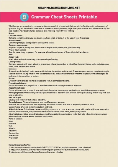 english grammar cheat sheet printable