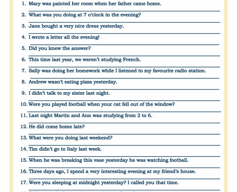 Grammar Correction Sentence Worksheet