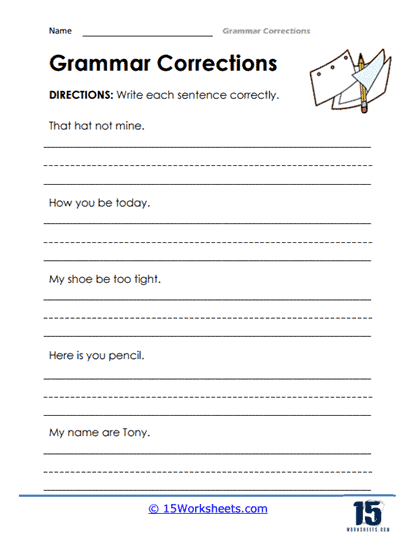 Grammar Corrections Worksheets 15 Worksheets