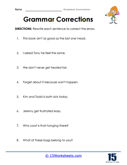 Grammar Corrections Worksheets 15 Worksheets Worksheets Library