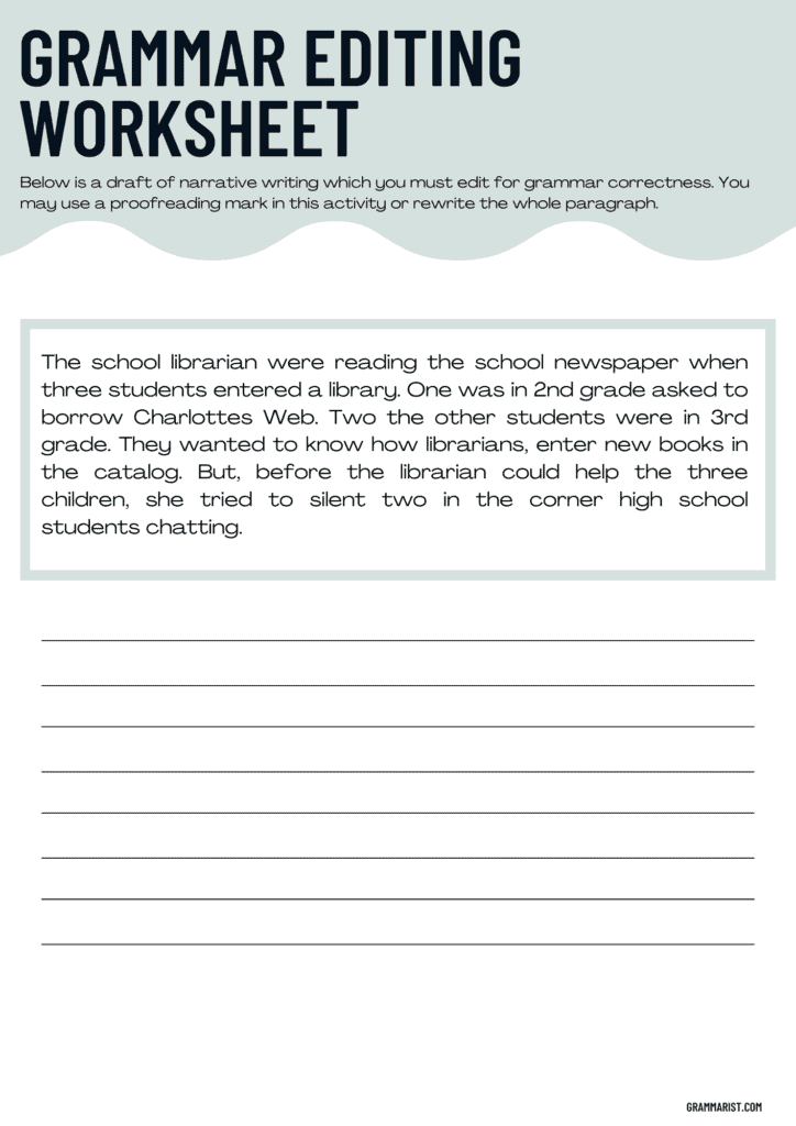 Grammar Editing Worksheets