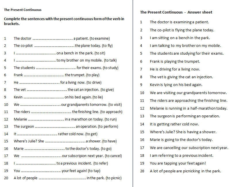 Grammar Exercises 1 Verbs Teaching Resources